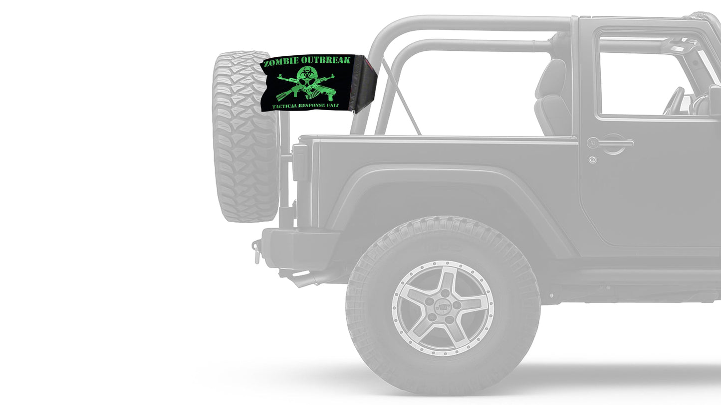 Zombie Outbreak Tactical Response Unit 12"x18" Forever Wave Flag for Jeep Wrangler CJ-7 and CJ-8 1976-1986
