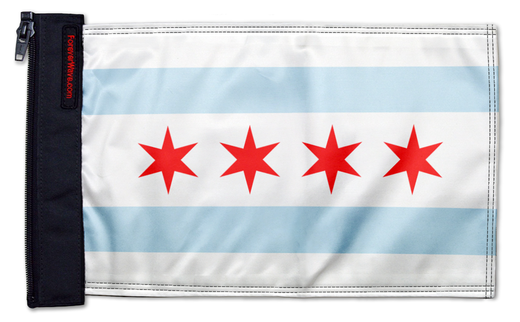 City of Chicago 12"x18" Forever Wave Flag for Jeep Wrangler JKU 4-Door 2007-2018