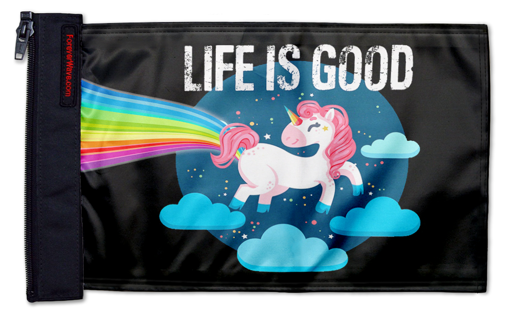 Life Is Good Unicorn 12"x18" Forever Wave Flag for UTVs