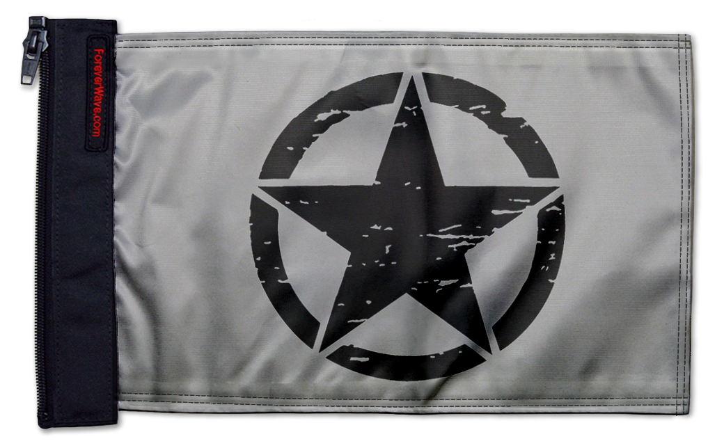Oscar Mike 12"x18" Forever Wave Flag for Jeep Wrangler JKU 4-Door 2007-2018