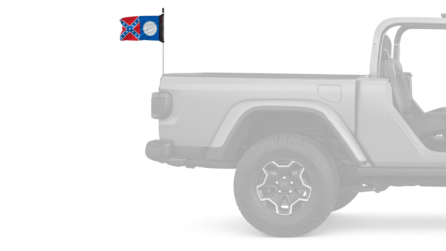 State Flag Georgia Old Style 12"x18" Forever Wave Flag for Jeep Wrangler JK 2-Door 2007-2018