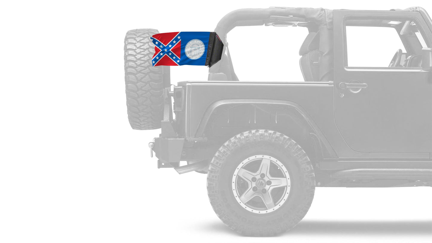 State Flag Georgia Old Style 12"x18" Forever Wave Flag for Jeep Wrangler JK 2-Door 2007-2018