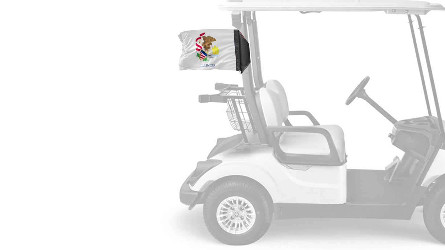 State Flag Illinois 12"x18" Forever Wave Flag for Golf Carts