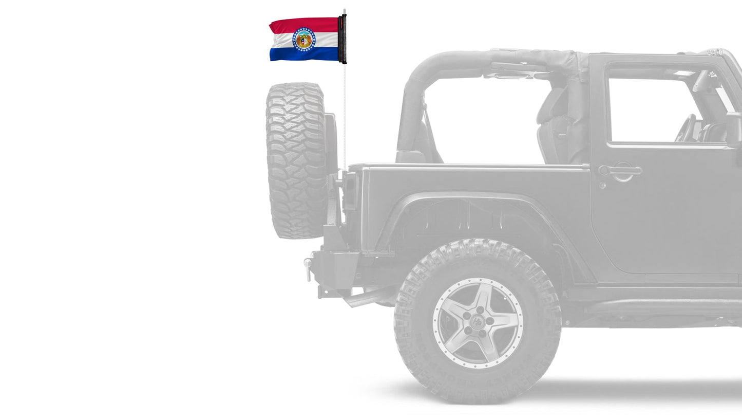 State Flag Missouri 12"x18" Forever Wave Flag for Jeep Wrangler JKU 4-Door 2007-2018