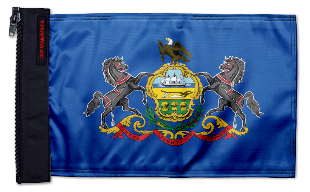 State Flag Pennsylvania 12"x18" Forever Wave Flag for Jeep Wrangler JKU 4-Door 2007-2018