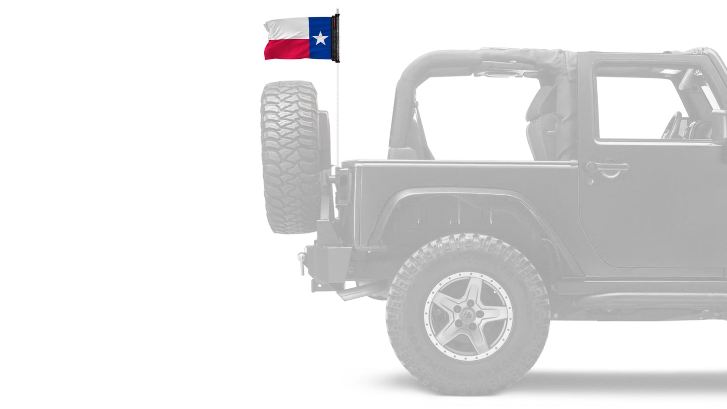 State Flag Texas 12"x18" Forever Wave Flag for Jeep Wrangler JK 2-Door 2007-2018