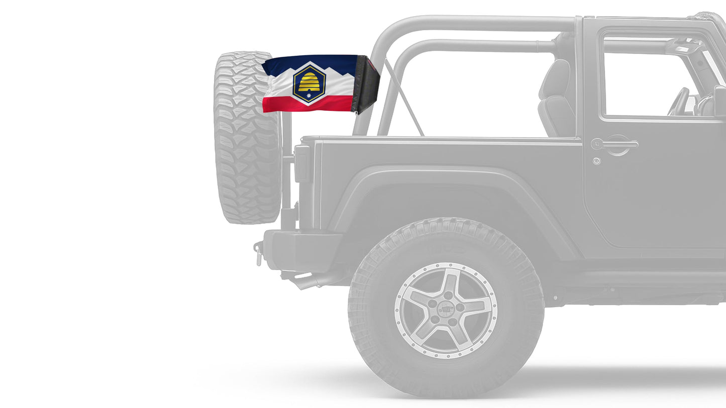 State Flag Utah 12"x18" Forever Wave Flag for Jeep Wrangler JK 2-Door 2007-2018