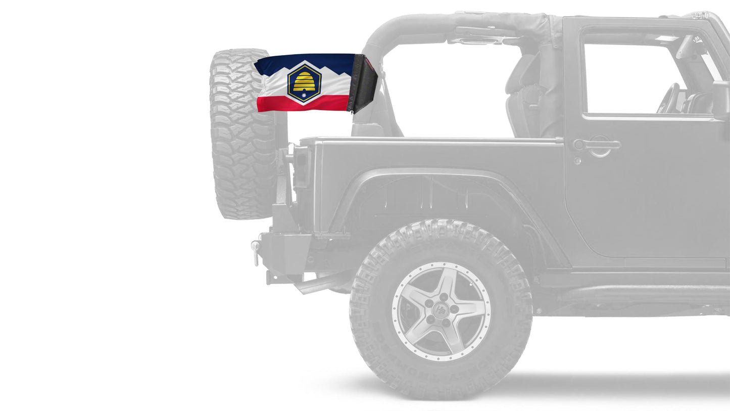State Flag Utah 12"x18" Forever Wave Flag for Jeep Wrangler JK 2-Door 2007-2018