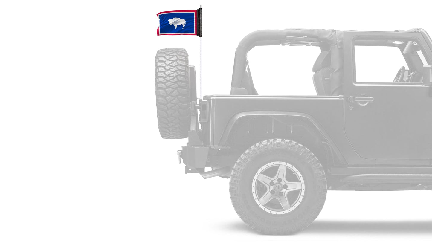 State Flag Wyoming 12"x18" Forever Wave Flag for Jeep Wrangler JLU 4-Door 2018-Present