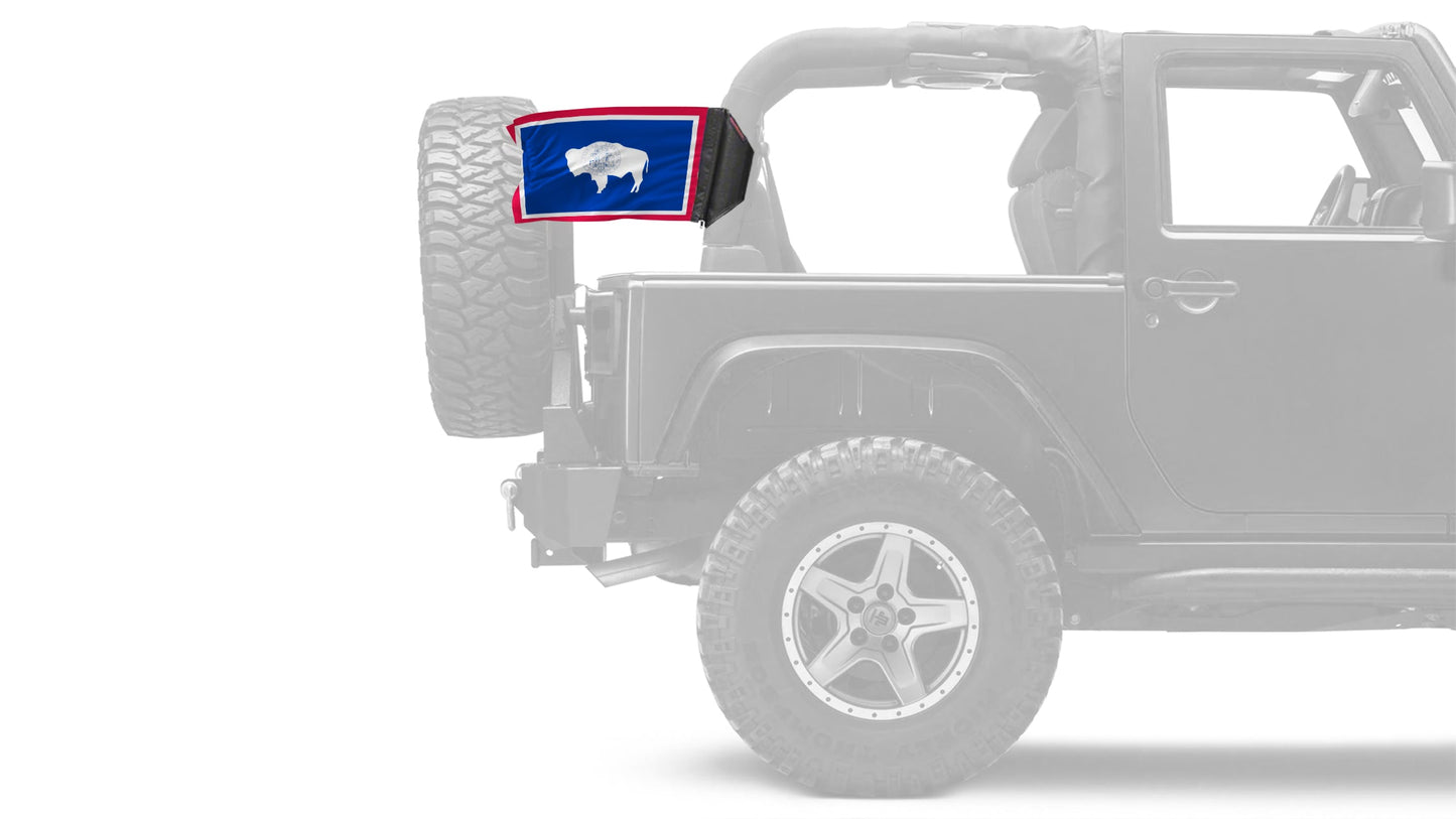 State Flag Wyoming 12"x18" Forever Wave Flag for Jeep Wrangler JLU 4-Door 2018-Present