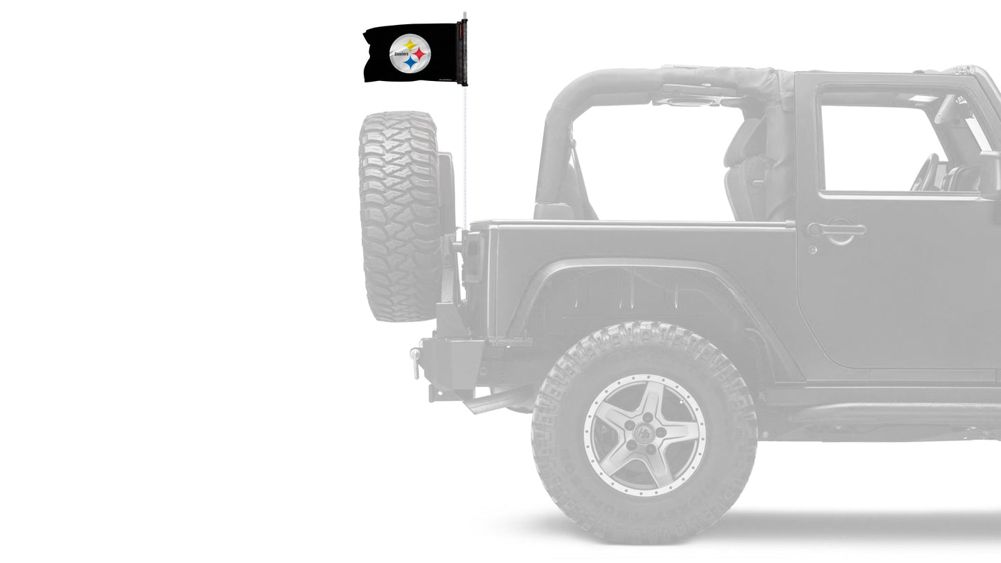 Pittsburgh Steelers 11"x17" Forever Wave Flag for Jeep Wrangler CJ-7 and CJ-8 1976-1986