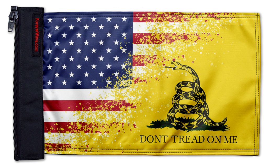 USA Gadsden 12"x18" Forever Wave Flag for Bronco