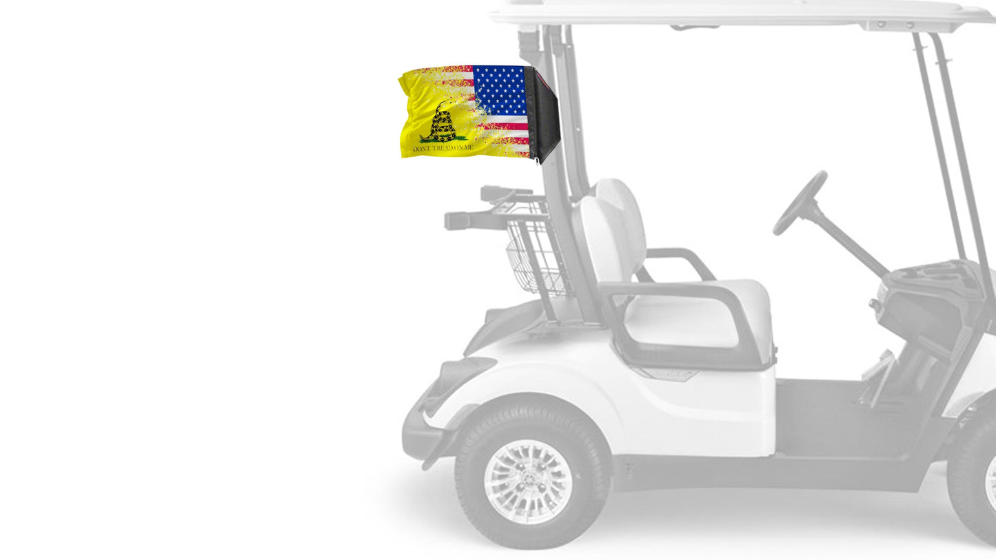 USA Gadsden 12"x18" Forever Wave Flag for Golf Carts