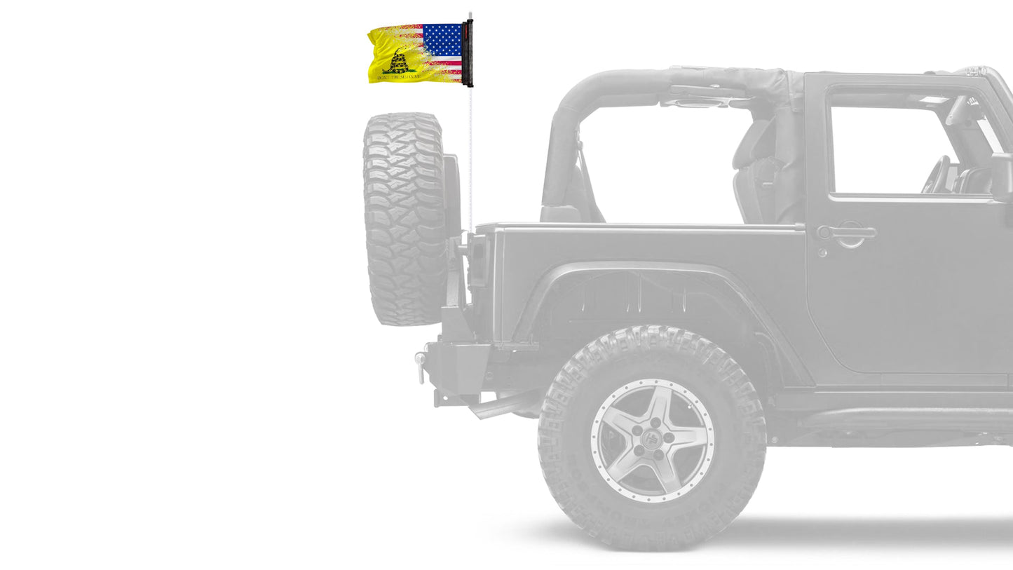USA Gadsden 12"x18" Forever Wave Flag for Jeep Wrangler JKU 4-Door 2007-2018