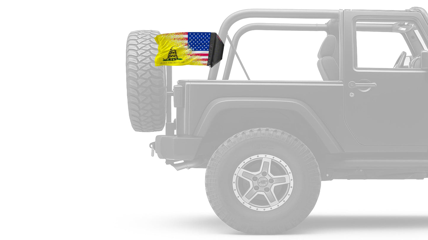 USA Gadsden 12"x18" Forever Wave Flag for Jeep Wrangler JKU 4-Door 2007-2018