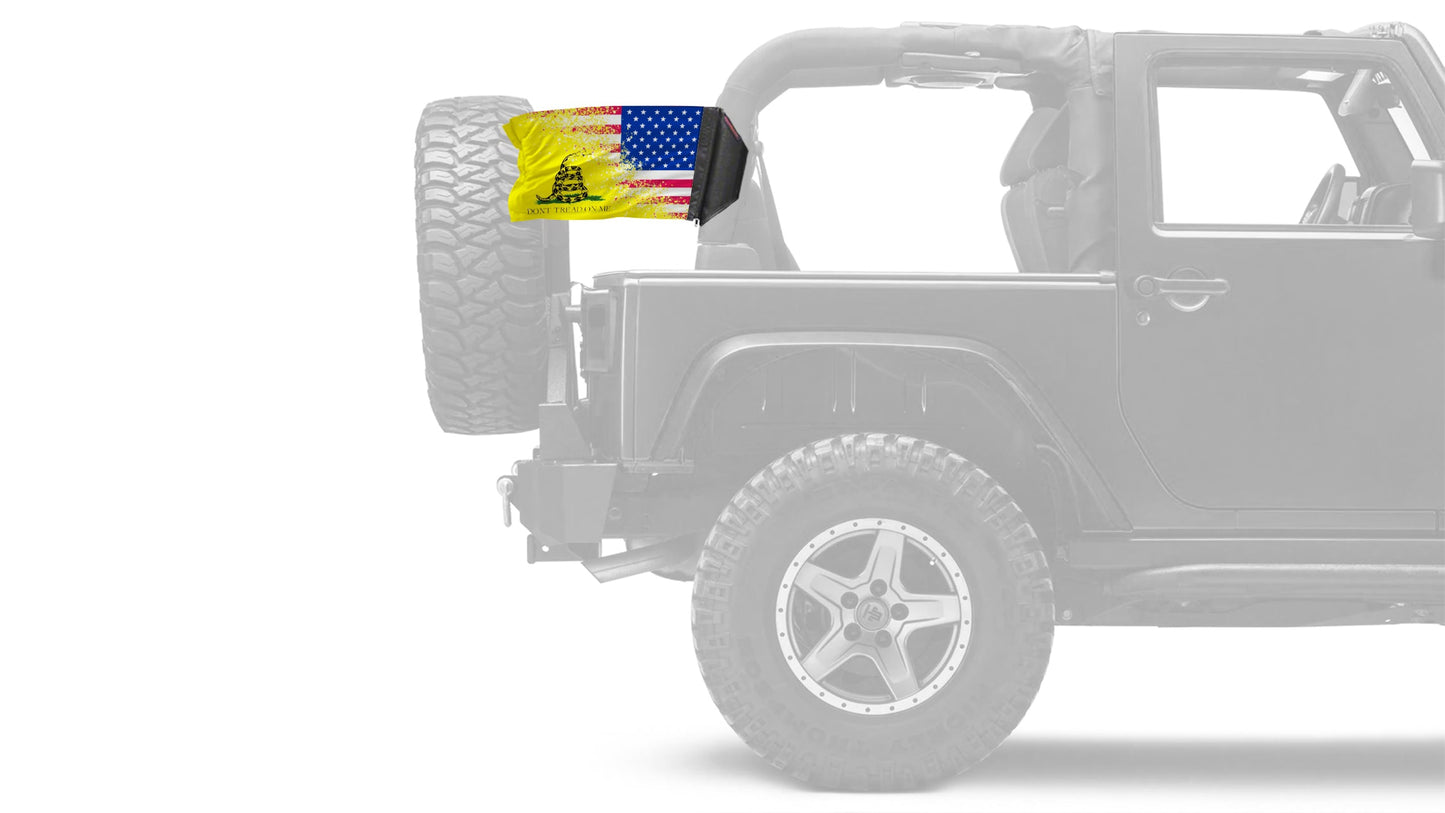 USA Gadsden 12"x18" Forever Wave Flag for Jeep Wrangler TJ 1996-2006