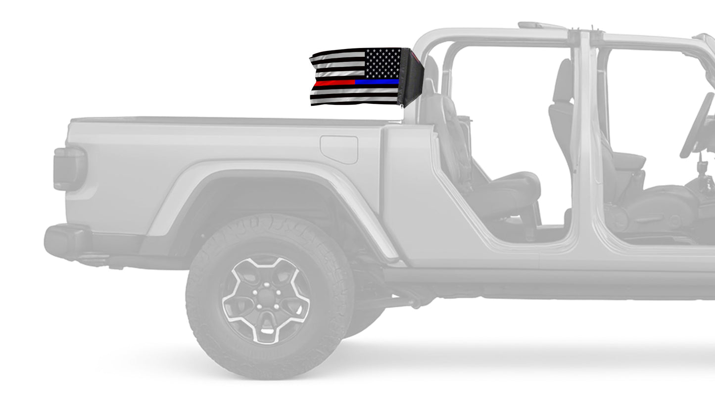 USA Subdued Thin Blue-Red Line 12"x18" Forever Wave Flag for Jeep Gladiator JT