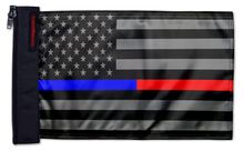 USA Subdued Thin Blue-Red Line 12"x18" Forever Wave Flag for Boats