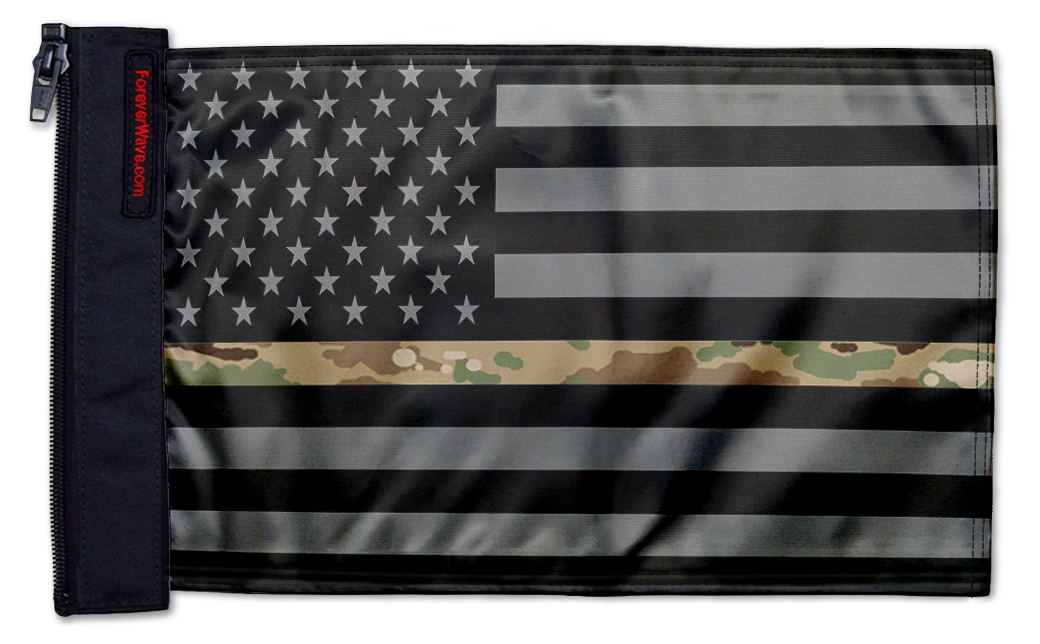 USA Subdued Thin Camo Line 12"x18" Forever Wave Flag for Jeep Wrangler YJ 1986-1995