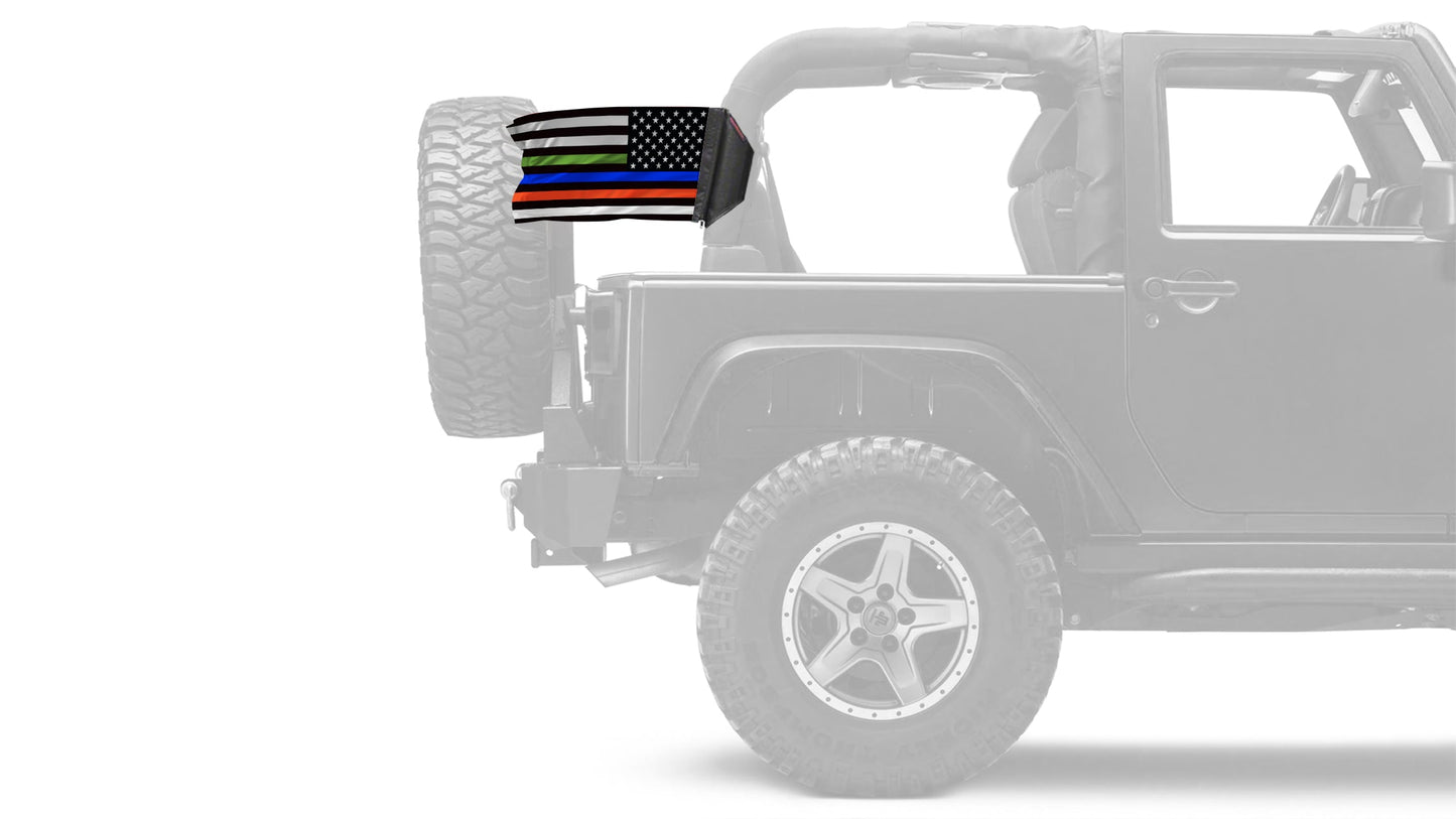 USA Subdued Honor The 4 12"x18" Forever Wave Flag for Jeep Wrangler YJ 1986-1995