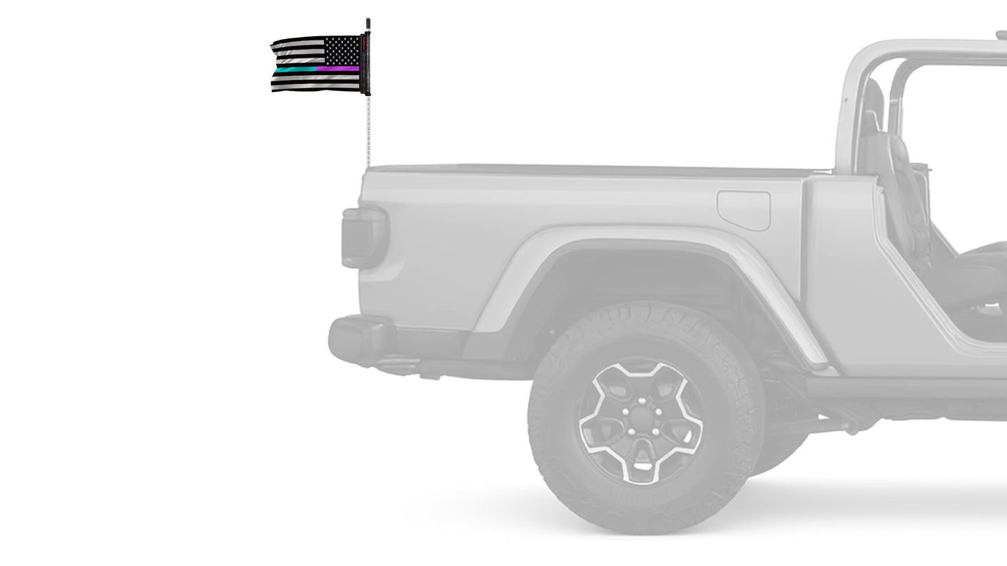 USA Subdued Thin Purple-Teal Line 12"x18" Forever Wave Flag for Jeep Wrangler JL 2-Door 2018-Present