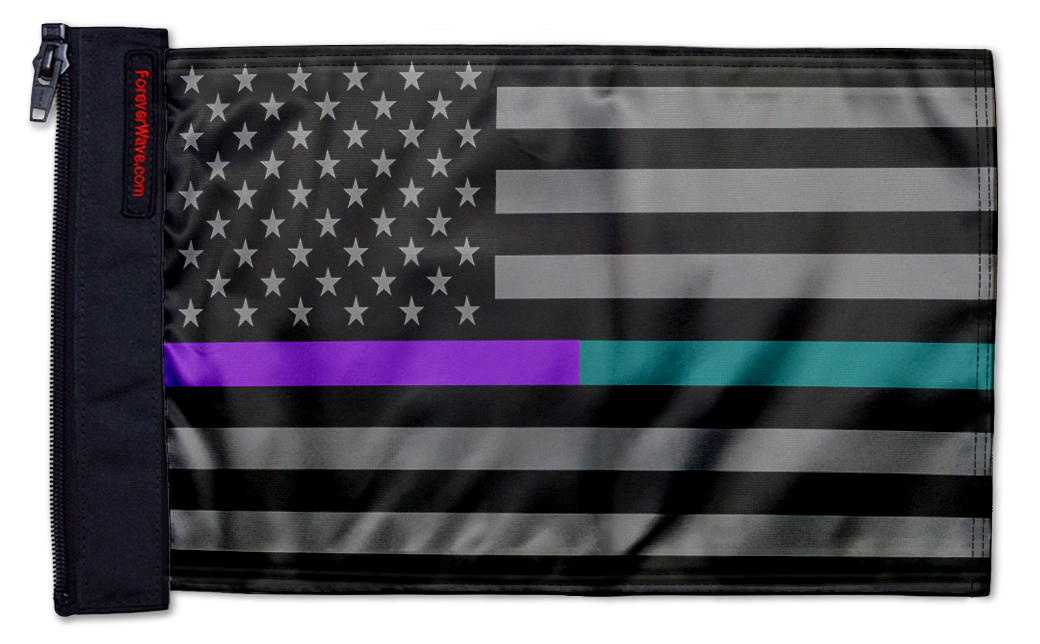 USA Subdued Thin Purple-Teal Line 12"x18" Forever Wave Flag for Jeep Wrangler YJ 1986-1995