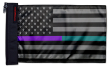USA Subdued Thin Purple-Teal Line 12"x18" Forever Wave Flag for Jeep Wrangler TJ 1996-2006