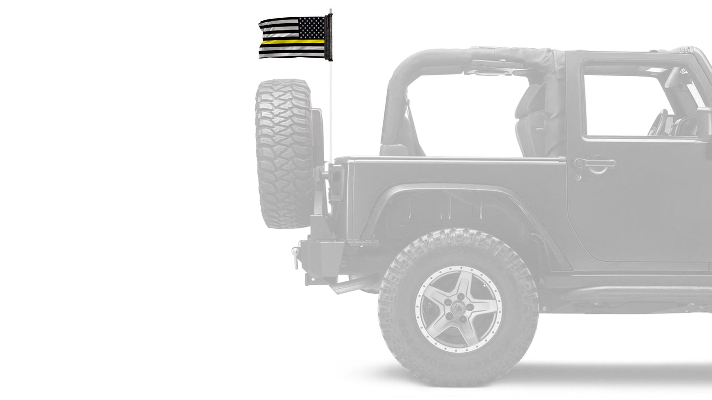 USA Subdued Thin Gold Line 12"x18" Forever Wave Flag for Jeep Wrangler CJ-7 and CJ-8 1976-1986