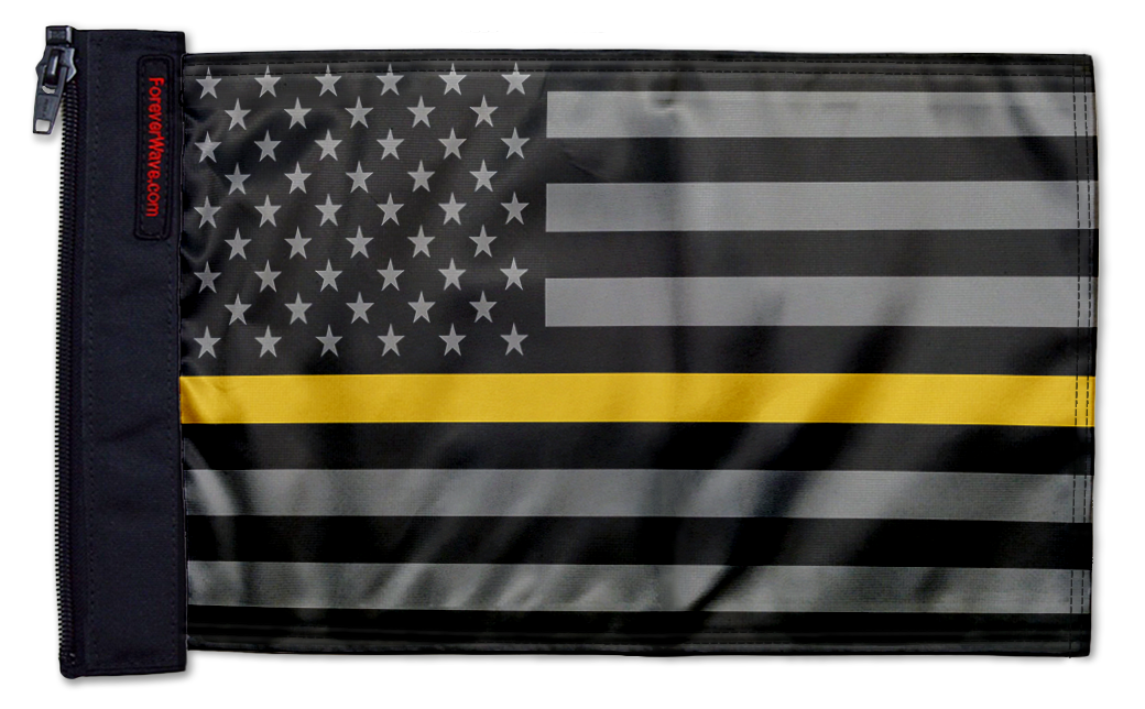 USA Subdued Thin Gold Line 12"x18" Forever Wave Flag for Jeep Wrangler JL 2-Door 2018-Present