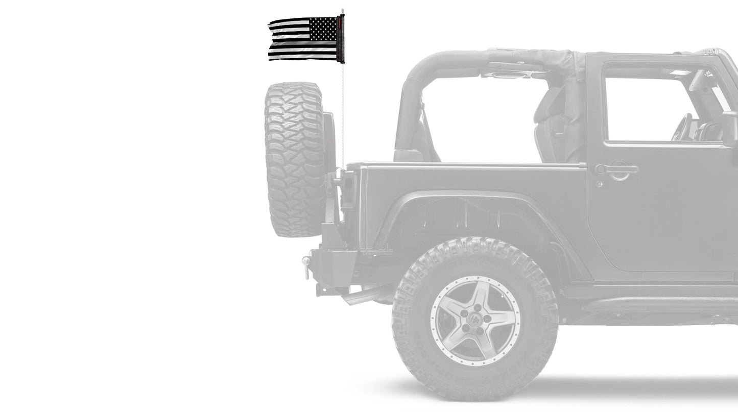 USA Subdued Thin Grey Line 12"x18" Forever Wave Flag for Jeep Wrangler JK 2-Door 2007-2018