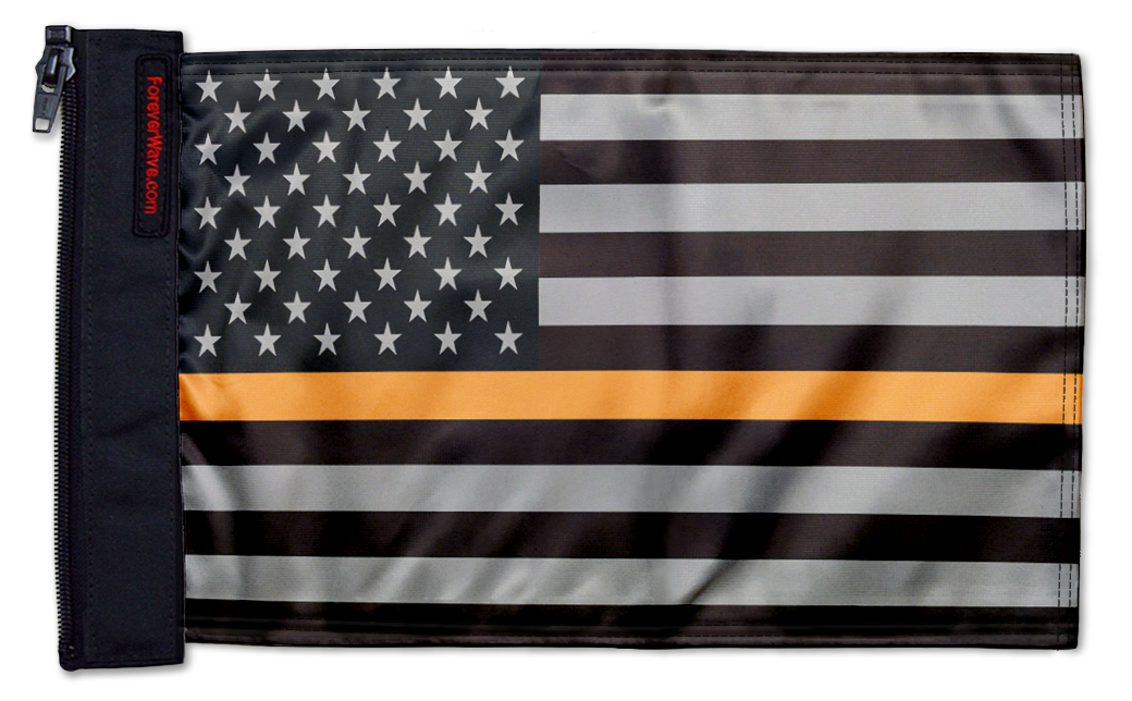 USA Subdued Thin Orange Line 12"x18" Forever Wave Flag for Jeep Wrangler JLU 4-Door 2018-Present