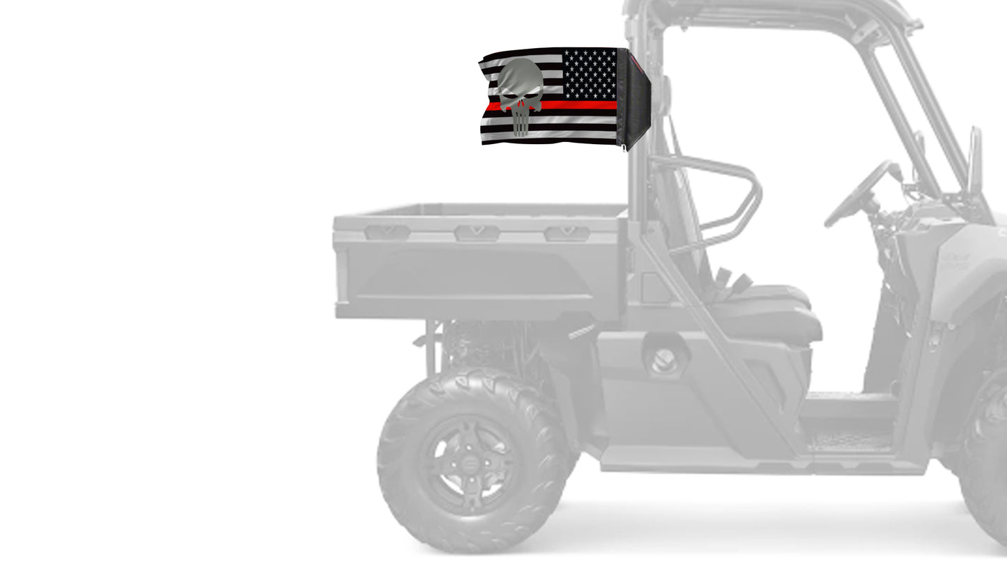 USA Subdued Thin Red Line Punisher 12"x18" Forever Wave Flag