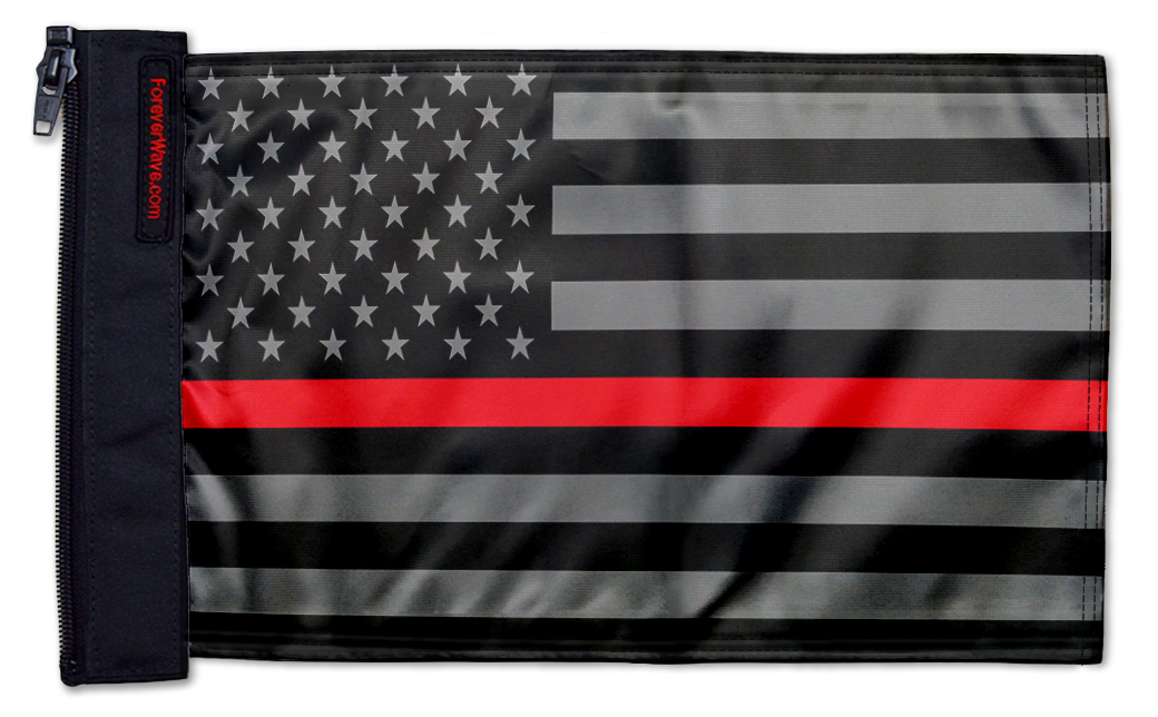 USA Subdued Thin Red Line 12"x18" Forever Wave Flag for Jeep Wrangler JL 2-Door 2018-Present