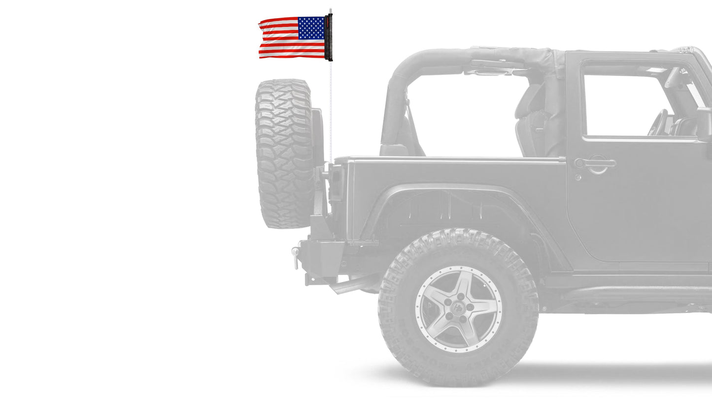 USA Ol' Glory - The Stars and Stripes 12"x18" Forever Wave Flag for Jeep Wrangler YJ 1986-1995