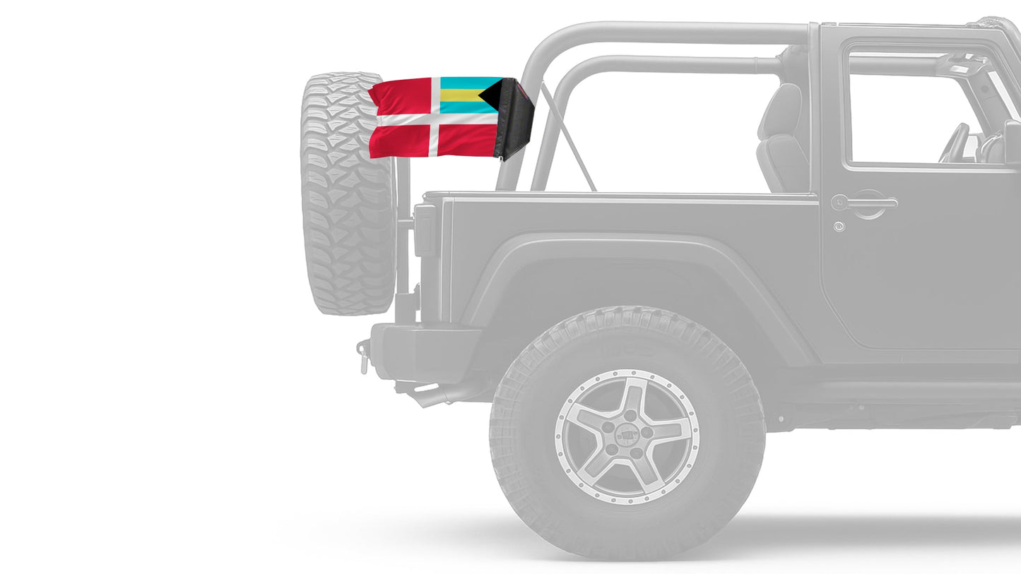 Bahamas Courtesy 12"x18" Forever Wave Flag for Jeep Wrangler JL 2-Door 2018-Present