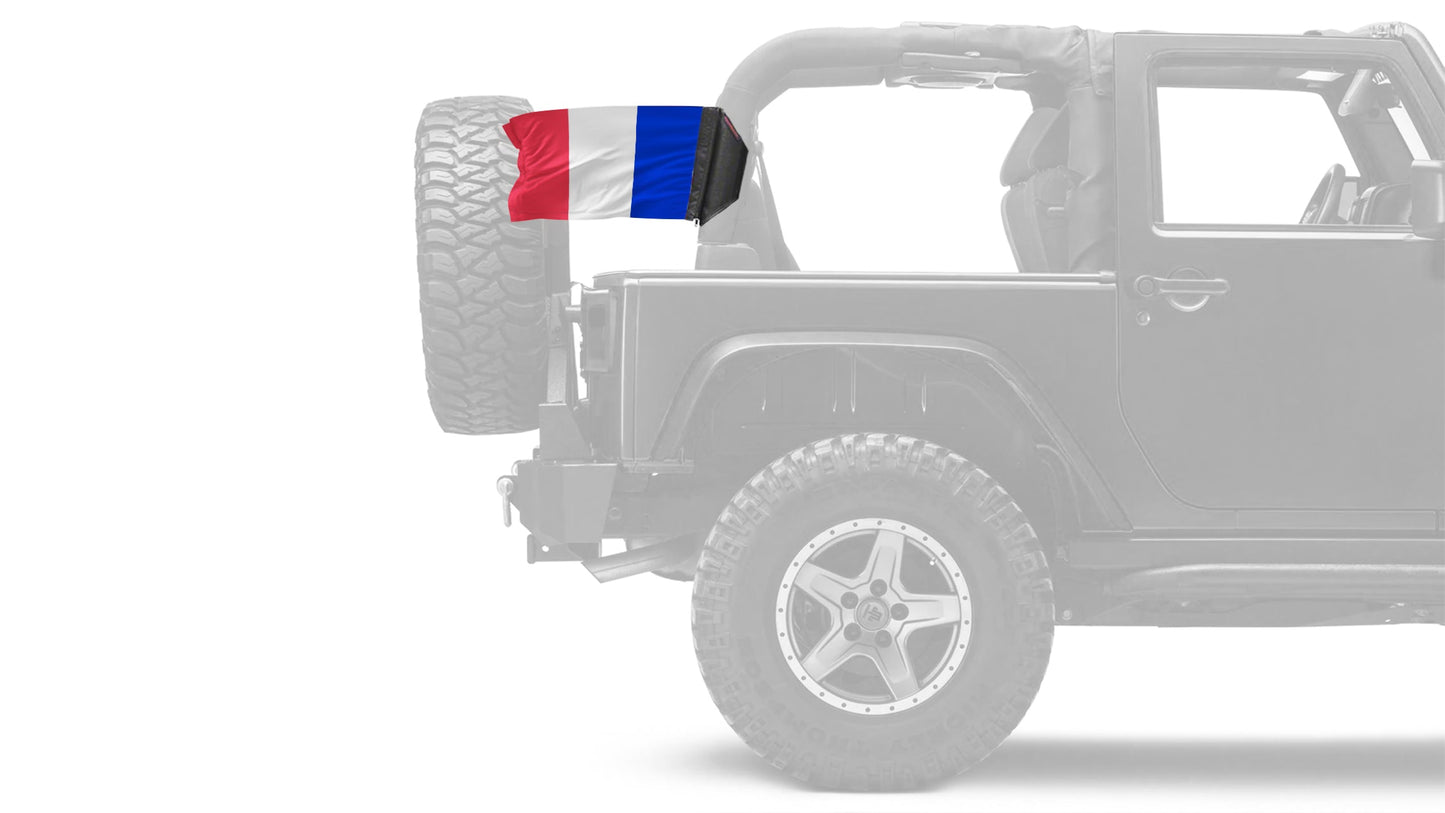 France 12"x18" Forever Wave Flag for Jeep Wrangler JLU 4-Door 2018-Present