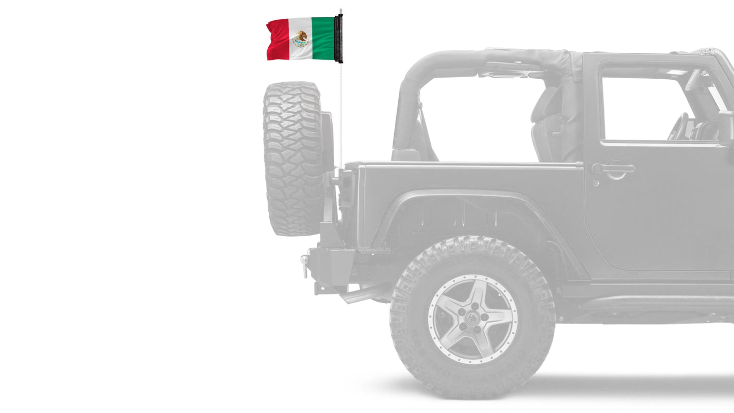 Mexico 12"x18" Forever Wave Flag for Jeep Wrangler JKU 4-Door 2007-2018