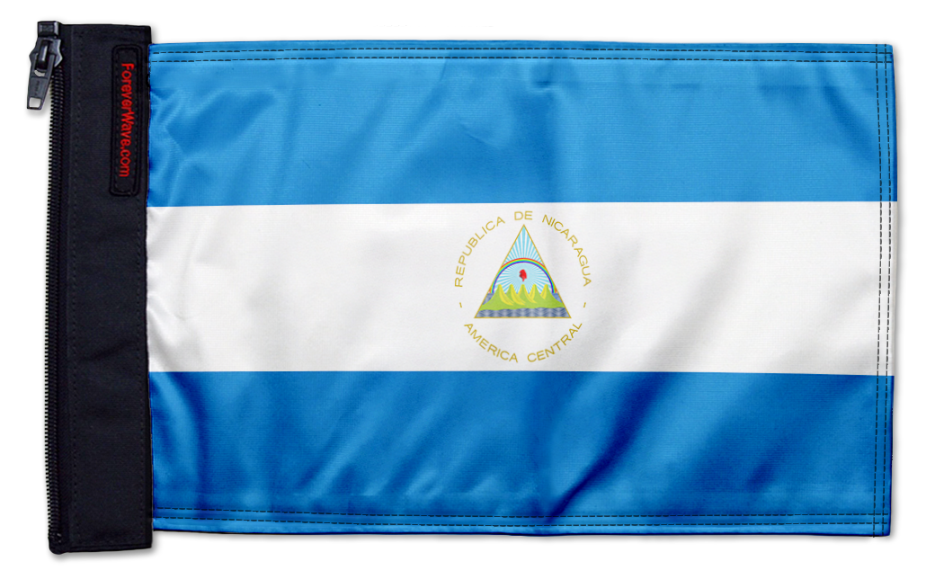 Nicaragua 12"x18" Forever Wave Flag for Bronco