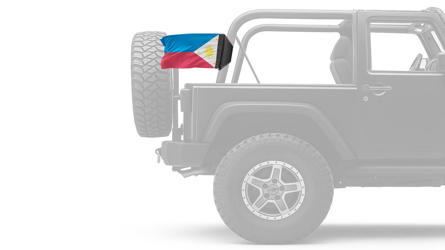 Philippines 12"x18" Forever Wave Flag for Jeep Wrangler JKU 4-Door 2007-2018
