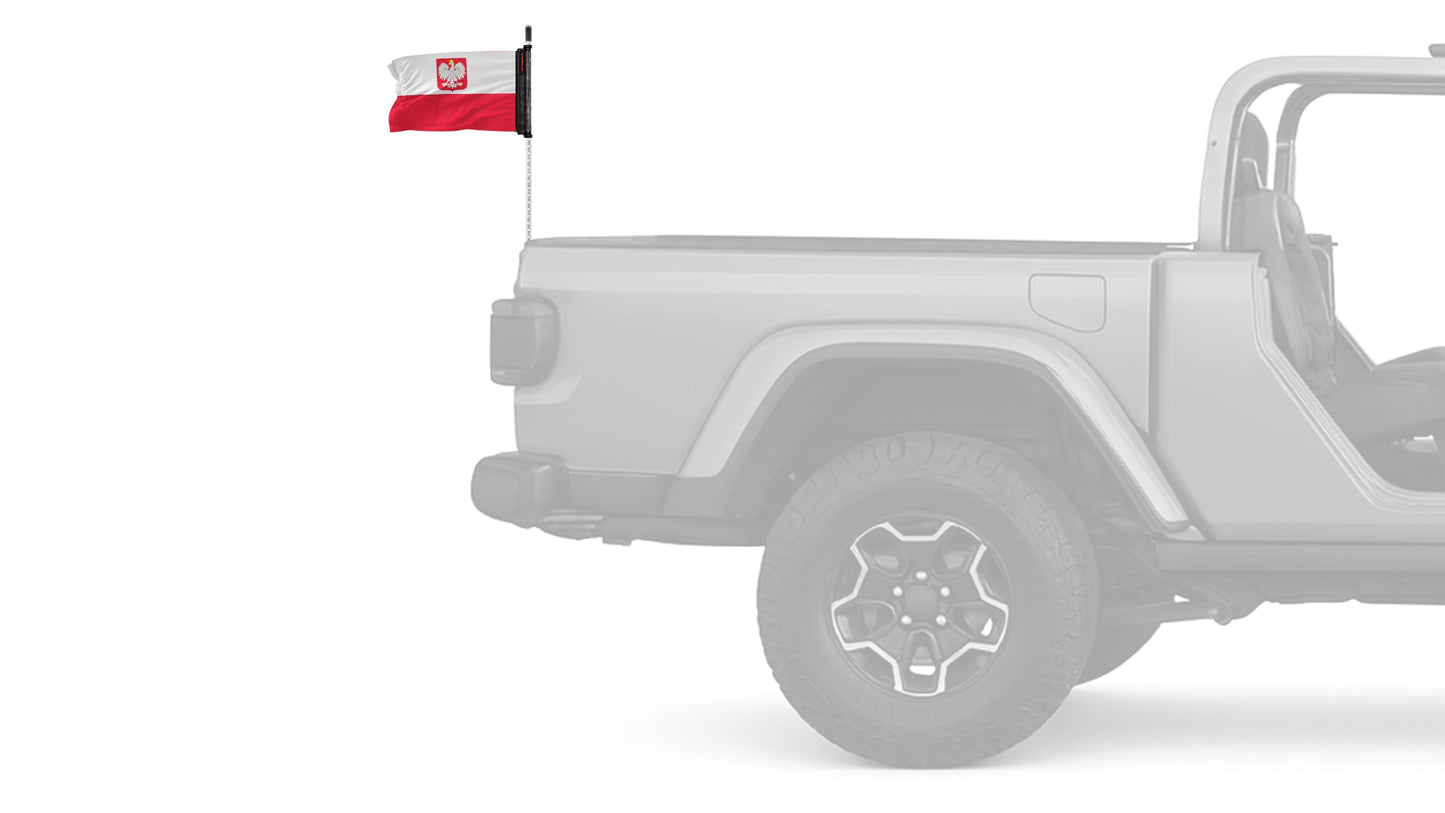 Poland 12"x18" Forever Wave Flag for Jeep Wrangler TJ 1996-2006