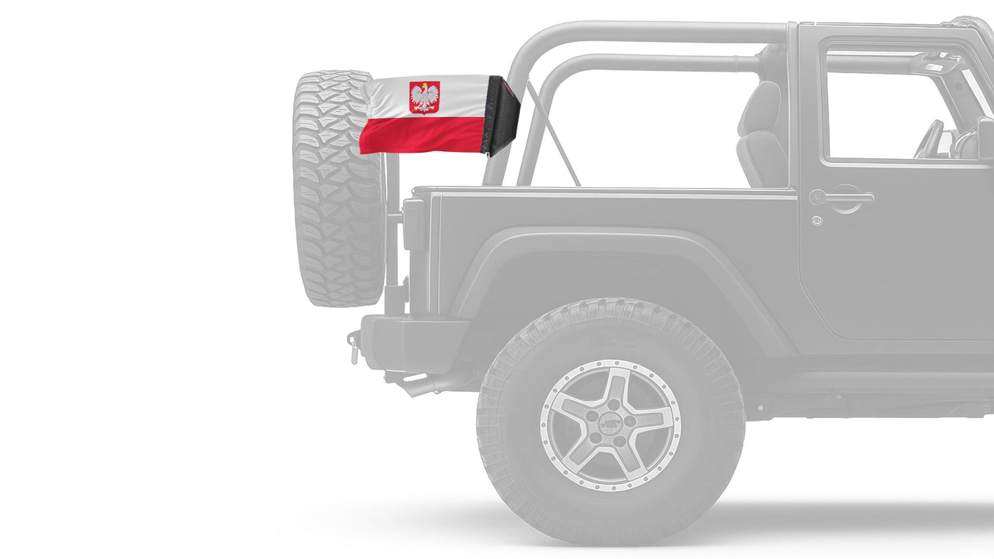 Poland 12"x18" Forever Wave Flag for Jeep Wrangler JKU 4-Door 2007-2018