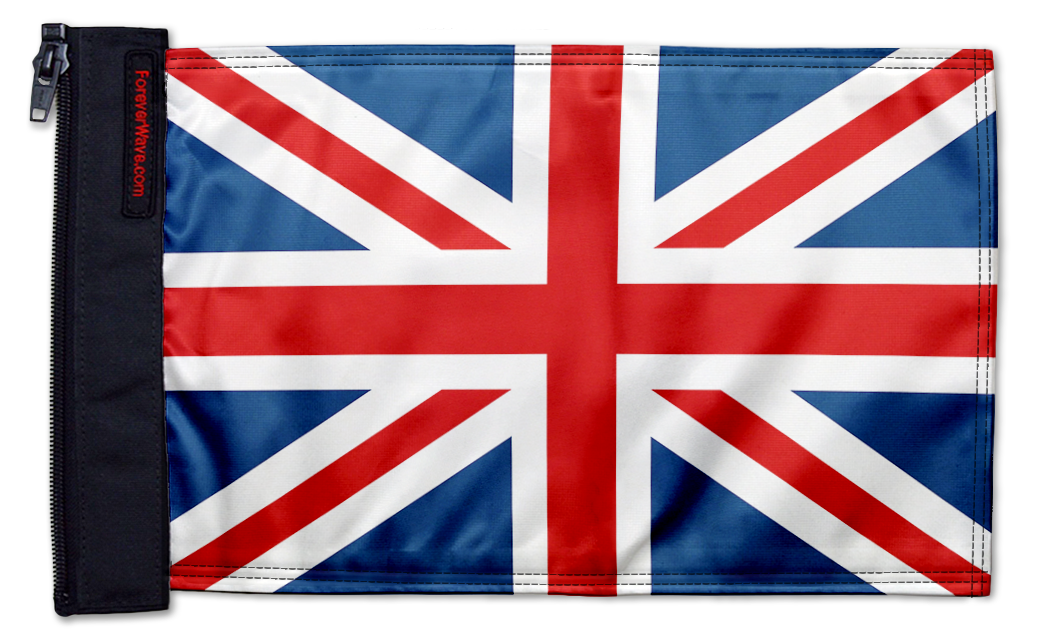 United Kingdom 12"x18" Forever Wave Flag for Jeep Wrangler JK 2-Door 2007-2018