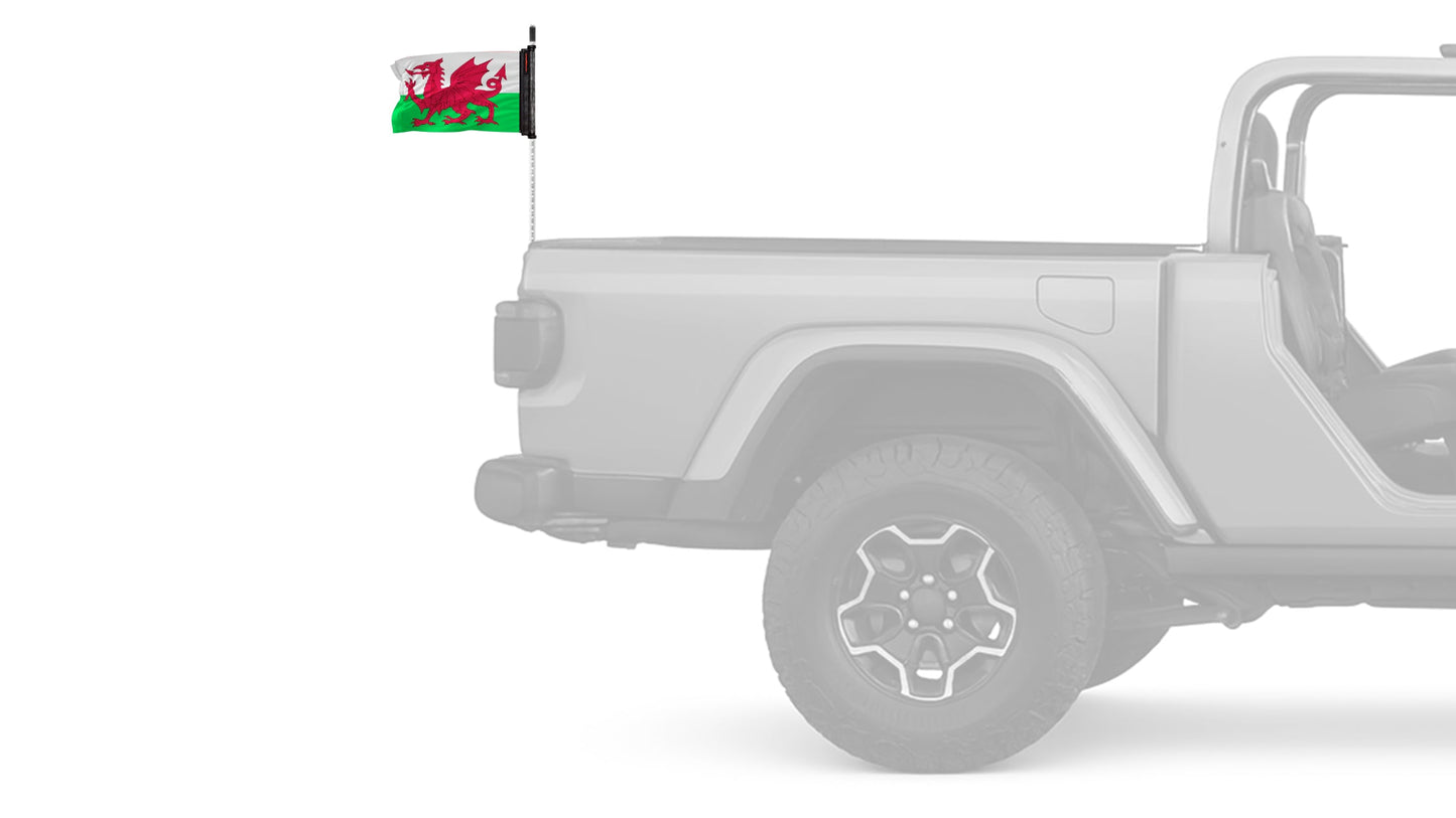 Wales 12"x18" Forever Wave Flag for Jeep Wrangler CJ-7 and CJ-8 1976-1986